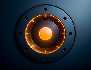 Futuristic Glowing Orange Tech Button Interface Closeup