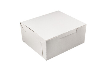 Side view white empty disposable paper fast food tray isolated on white background. Paper box...