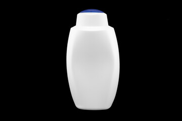 Plastic blank bottle isolated on black background. Plastic bottle isolated with clipping path. Empty space for text