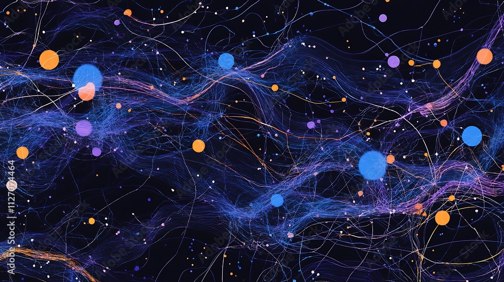 Poster abstract digital network with bright connections and data flow visualization