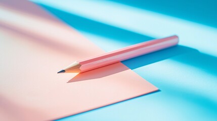 Naklejka premium Minimalist Workspace with Sharpened Pencil and Notepad on Neutral Desk Background