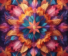 Obraz premium Abstract colorful geometric flower pattern background, geometric flowers, artistic expressions, creative style