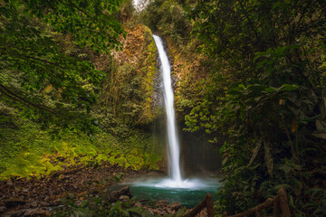 La Fortuna waterfall in a biological reserve part of the Arenal Volcano National Park - Costa Rica