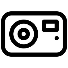 Photo camera. Editable stroke vector icon.