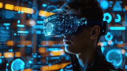 Young Person Immersed In Virtual Reality Headset Experience