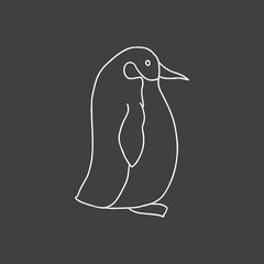 Cute Cartoon Penguin. Arctic, Polar animal. Creature image outline doodle icon. Vector Illustration.