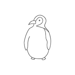 Cute Cartoon Penguin. Arctic, Polar animal. Creature image outline doodle icon. Vector Illustration.