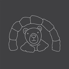 Cute Cartoon polar Bear. Arctic, Polar animal. Creature image outline doodle icon. Vector Illustration.