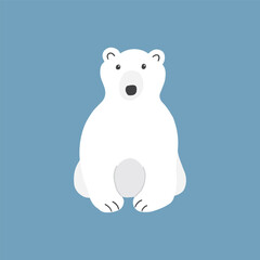 Cute Cartoon polar Bear. Arctic, Polar animal. Creature image icon. Vector Illustration.