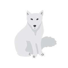 Cute Cartoon polar Fox. Arctic, Polar animal. Creature image icon. Vector Illustration.