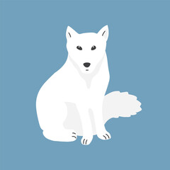 Cute Cartoon polar Fox. Arctic, Polar animal. Creature image icon. Vector Illustration.