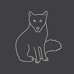 Cute Cartoon polar Fox. Arctic, Polar animal. Creature image outline doodle icon. Vector Illustration.