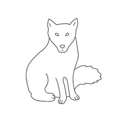 Cute Cartoon polar Fox. Arctic, Polar animal. Creature image outline doodle icon. Vector Illustration.