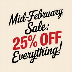 Fototapeta premium Mid February Sale Twenty Five Percent Off Everything