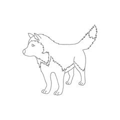 Cute Cartoon Husky Dog. Arctic, Polar animal. Creature image outline doodle icon. Vector Illustration.