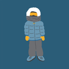 Cute Cartoon Polar Explorer. Arctic, Polar scientist image icon. Vector Illustration.