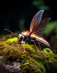 close up photo of insects on mossy wood