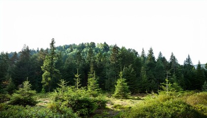 Forest backgrounds outdoors woodland on isolated white background.