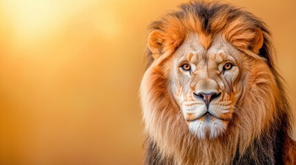 Fototapeta premium Unleash your potential for ferocious success with a striking lion face banner that embodies strength, power, and leadership