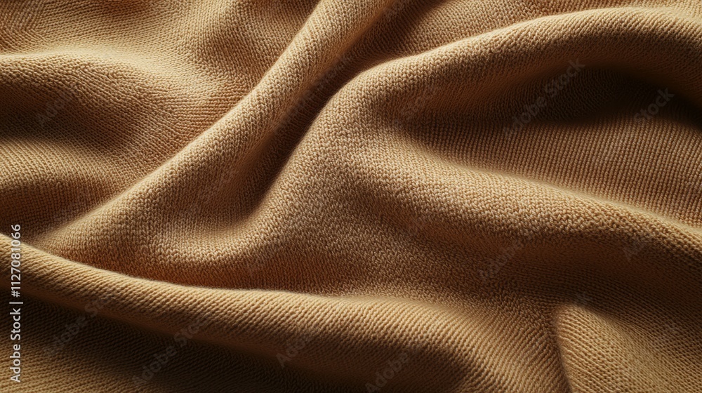 Poster soft beige fabric with detailed texture displaying gentle folds and waves