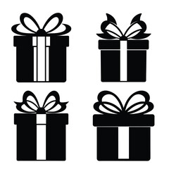 Christmas silhouette vector gift box icons set on a white background

