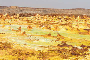 Colourful spings of acid in Dallol, Danakil depression, Ethiopia