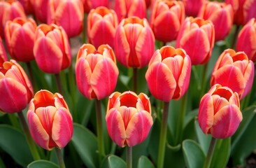 Fototapeta premium red and yellow tulips background