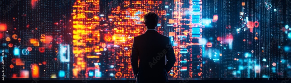 Aufkleber business worker iot data insights in a high-tech environment corporate office digital visualization 