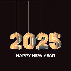 2025 Happy New Year Black background Art