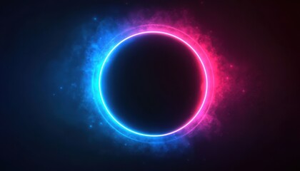 Neon Circle Frame Abstract Pink Blue Glow Energy Cosmic Background