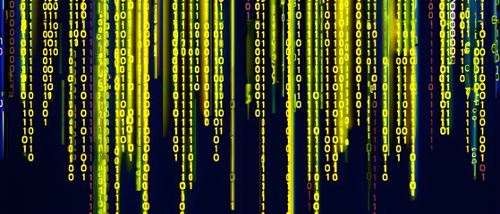 Fototapeta premium abstract animation of binary code cascading down like digital rain, representing data insights in monochromatic hues