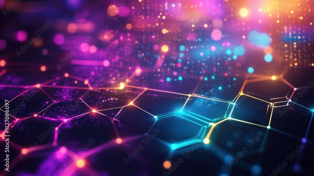 Poster the game neon-themed background is filled with lines glowing and hexagonal patterns wallpaper ai gen