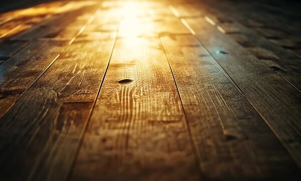 Sunlit Rustic Wooden Planks, Warm Golden Light
