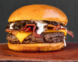 classic burger traditional meat cheese sun-dried meat