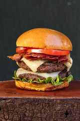 classic burger traditional meat cheese sun-dried meat