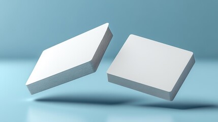 Minimalistic White Business Card Mockup on Blue Background. Generative AI