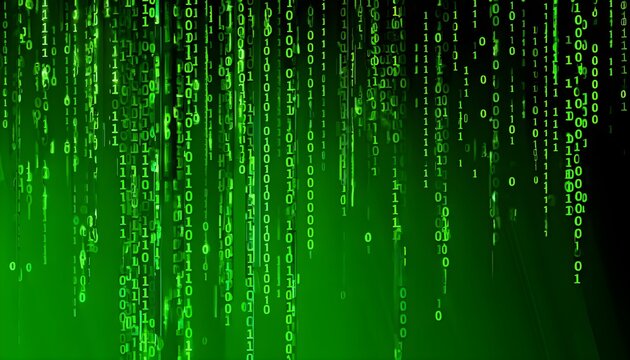 abstract animation of binary code cascading down like digital rain, representing data insights in monochromatic hues