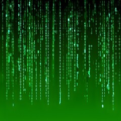 Obraz premium abstract animation of binary code cascading down like digital rain, representing data insights in monochromatic hues