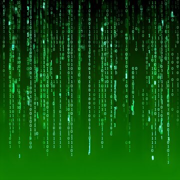 abstract animation of binary code cascading down like digital rain, representing data insights in monochromatic hues