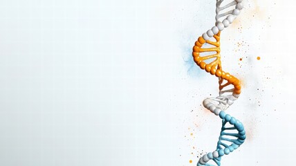 A colorful DNA helix spirals upward against a light background, symbolizing genetics and the complexity of life.