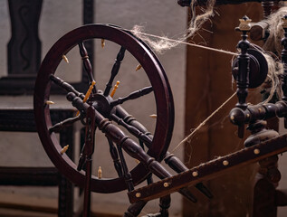 The old and vintage spinning wheel