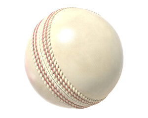 White cricket ball with red stitching. Isolated on transparent background 