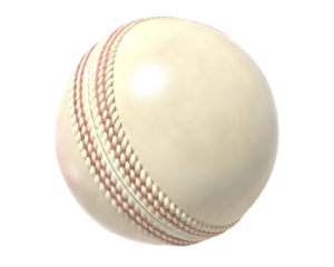 White cricket ball with red stitching. Isolated on transparent background.png