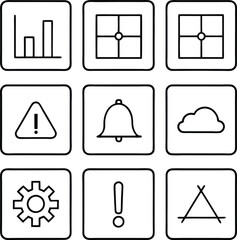 Simple UI Icons Charts, Grids, Notifications, Alerts, and Settings