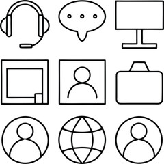 Communication Icons Global Support, Contact, and Profile Pictures