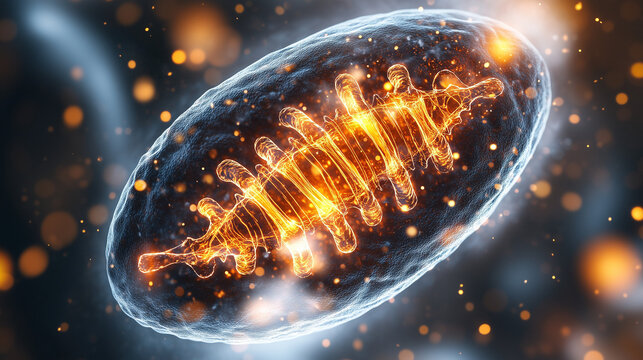 High-detail macro illustration of mitochondria network