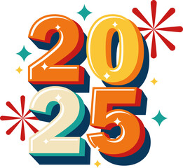Colorful New Year 2025 Lettering