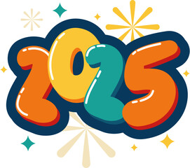 Colorful New Year 2025 Lettering