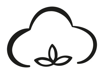 Cotton silhouette carelessly drawn by hand with black outline. Flat doodle style. Vector illustration.