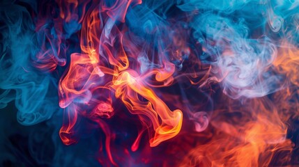 Fototapeta premium Abstract colorful smoke with blue and orange swirls